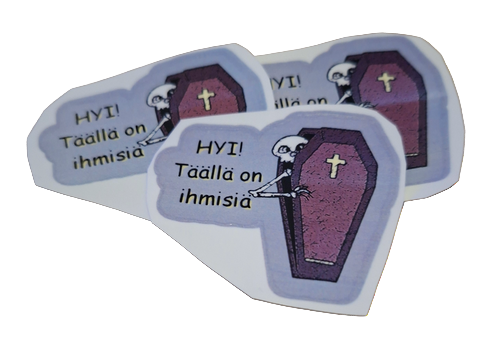 HYI! Täällä on ihmisiä – WP Vinyl tarra - II-laatu