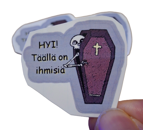 HYI! Täällä on ihmisiä – WP Vinyl tarra - II-laatu